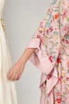 Buy_Blooming Threads_Pink Cotton Silk Print Bagicha Gul V Neck Kaftan _Online_at_Aza_Fashions