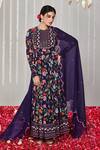 Buy_Blooming Threads_Purple Georgette Print Bagicha Gul High Neck Gulbahar Anarkali Set _at_Aza_Fashions