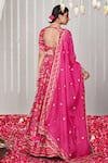 Shop_Blooming Threads_Pink Cotton Silk Print Bagicha Gardenia Plunging V Neck Flora Lehenga Set _at_Aza_Fashions