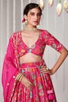 Blooming Threads_Pink Cotton Silk Print Bagicha Gardenia Plunging V Neck Flora Lehenga Set _at_Aza_Fashions