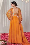 Shop_Blooming Threads_Orange Cotton Silk Print Bagicha Petal Square Neck Gathered Flare Lehenga Set _at_Aza_Fashions