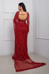 Smriti by Anju Agarwal_Red Net Embellished Sequin Sweetheart Bead Pre-draped Saree With Blouse _Online_at_Aza_Fashions