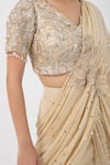 Shop_Smriti by Anju Agarwal_Gold Skirt And Palla Chinnon Embellished Sequin Pre-draped Saree With Blouse _at_Aza_Fashions