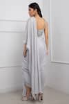 Smriti By Anju Agarwal_Grey Chinnon Embellished Sequin Round Pre-draped Saree With Mirrorwork Blouse _Online_at_Aza_Fashions