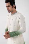 Shop_Smriti by Anju Agarwal_Multi Color Nehru Jacket Silk Embroidered Thread Work Seafoam Kurta Set With _Online_at_Aza_Fashions