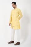 Buy_Smriti by Anju Agarwal_Yellow Kurta Chanderi Mulmul Embroidered Beads With Pant _at_Aza_Fashions