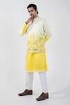 Buy_Smriti by Anju Agarwal_Yellow Nehru Jacket Linen Satin Embroidered Sequins Ombre Kurta Set With _at_Aza_Fashions