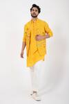 Buy_Smriti by Anju Agarwal_Yellow Nehru Jacket Silk Embroidered Sequins Goldfinch Kurta Set With _at_Aza_Fashions