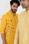 Buy_Smriti by Anju Agarwal_Yellow Nehru Jacket Silk Embroidered Sequins Goldfinch Kurta Set With _Online_at_Aza_Fashions