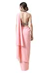 Shop_Aakaar_Pink Moss Crepe Embellished Glass Beads Pre-draped Saree With Embroidered Blouse 