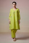 Buy_Dressfolk_Green Linen Cotton Digital Printed Floral Kurta And Pant Set _at_Aza_Fashions