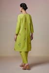 Shop_Dressfolk_Green Linen Cotton Digital Printed Floral Kurta And Pant Set _at_Aza_Fashions