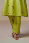 Dressfolk_Green Linen Cotton Digital Printed Floral Kurta And Pant Set _Online_at_Aza_Fashions