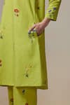 Dressfolk_Green Linen Cotton Digital Printed Floral Kurta And Pant Set _at_Aza_Fashions