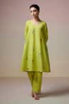 Buy_Dressfolk_Green Linen Cotton Digital Printed Floral Kurta And Pant Set 