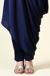 Buy_Aakaar_Blue Silk Crepe Embellished Crystal Boat Draped Tunic With Pant _Online_at_Aza_Fashions