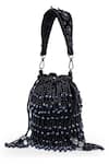 Bijoux By Priya Chandna_Black Beads Rain Drop Velvet Tasselled Bucket Potli Bag _Online_at_Aza_Fashions