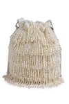 Bijoux By Priya Chandna_White Pearls Junction Layered Tasselled Bucket Potli Bag _Online_at_Aza_Fashions