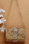 Shop_Bijoux By Priya Chandna_Gold Crystal Stone Embellished Clutch _at_Aza_Fashions