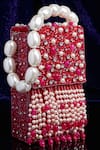 Shop_Bijoux By Priya Chandna_Fuchsia Semi-precious Stones Hand Embroidered Mobile Clutch _at_Aza_Fashions