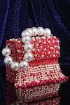 Shop_Bijoux By Priya Chandna_Fuchsia Semi-precious Stones Hand Embroidered Box Clutch _at_Aza_Fashions