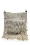 Buy_Bijoux By Priya Chandna_Silver Crystals Rainfall Embellished Nano Pouch Bag _Online_at_Aza_Fashions