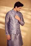 Alaya Advani_Purple Bundi And Kurta Silk Printed Geometric Nehru Jacket With Set _Online_at_Aza_Fashions