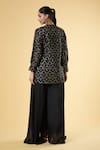 Shop_Samyukta Singhania_Black Georgette Embroidered Sequins Jacket Open Neck Pant Set _at_Aza_Fashions