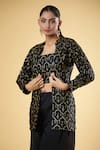 Buy_Samyukta Singhania_Black Georgette Embroidered Sequins Jacket Open Neck Pant Set _Online_at_Aza_Fashions