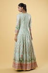 Shop_Samyukta Singhania_Green Anarkali Dola Silk Printed Floral Round With Dupatta _at_Aza_Fashions