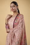 Samyukta Singhania_Pink Anarkali Dola Silk Printed Floral Round Pattern With Dupatta _at_Aza_Fashions