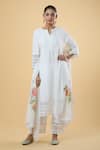 Buy_Samyukta Singhania_White Cotton Embellished Scallop Lace Notched Garima Kurta Set _Online_at_Aza_Fashions