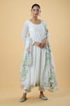 Shop_Samyukta Singhania_White Cotton Embellished Gota Round Parina Anarkali Set _Online_at_Aza_Fashions