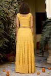 Shop_BAARO MASI_Yellow Muslin Printed Abstract Square Top With Tiered Skirt _at_Aza_Fashions