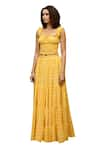 BAARO MASI_Yellow Muslin Printed Abstract Square Top With Tiered Skirt _at_Aza_Fashions