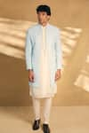 Buy_Alaya Advani_Blue Pant Poly Silk Embellished Threadwork Sequin Open Sherwani Set _at_Aza_Fashions