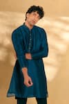 Alaya Advani_Blue Bundi And Kurta Silk Embroidered Sequin Nehru Jacket With Set _Online_at_Aza_Fashions