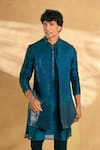 Alaya Advani_Blue Bundi And Kurta Silk Embroidered Sequin Nehru Jacket With Set _at_Aza_Fashions