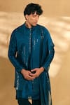 Buy_Alaya Advani_Blue Bundi And Kurta Silk Embroidered Sequin Nehru Jacket With Set 