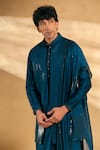 Shop_Alaya Advani_Blue Bundi And Kurta Silk Embroidered Sequin Nehru Jacket With Set 