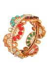 Shop_Hrisha Jewels_Multi Color Kundan Polki Embellished Bangle _at_Aza_Fashions