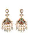 Shop_Hrisha Jewels_Multi Color Zirconia Kundan Polki Embellished Dangler Earrings _at_Aza_Fashions