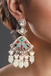 Hrisha Jewels_Multi Color Zirconia Kundan Polki Embellished Dangler Earrings _Online_at_Aza_Fashions