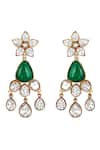 Shop_Hrisha Jewels_Gold Plated Synthetic Moissanite Kundan Polki Embellished Dangler Earrings _at_Aza_Fashions