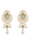 Shop_Hrisha Jewels_Gold Plated Moissanite Kundan Polki Embellished Chandbali Earrings _at_Aza_Fashions