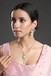 Buy_Hrisha Jewels_Gold Plated Semi-precious Stones Embellished Pendant Necklace Set _at_Aza_Fashions