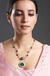 Buy_Hrisha Jewels_Gold Plated Semi-precious Stones Embellished Double-layered Pendant Necklace _at_Aza_Fashions