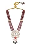 Shop_Hrisha Jewels_Multi Color Zirconia Embellished Pendant Necklace Set _at_Aza_Fashions