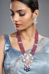 Buy_Hrisha Jewels_Multi Color Zirconia Embellished Pendant Necklace Set _Online_at_Aza_Fashions