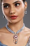 Hrisha Jewels_Multi Color Natural Baroque Pearls Agate Embellished Pendant Choker Necklace Set _Online_at_Aza_Fashions